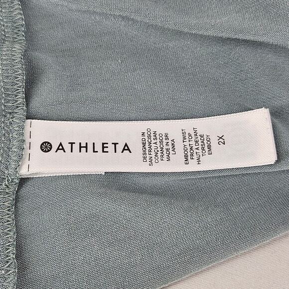 ATHLETA WOMEN'S EMBODY TWIST FRONT TOP 3/4 SLEEVE SAGE – SIZE 2X - STYLE 987314 - Picture 4 of 9